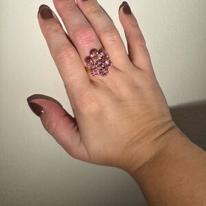 Vintage Pink Crystal Ring - Size 8